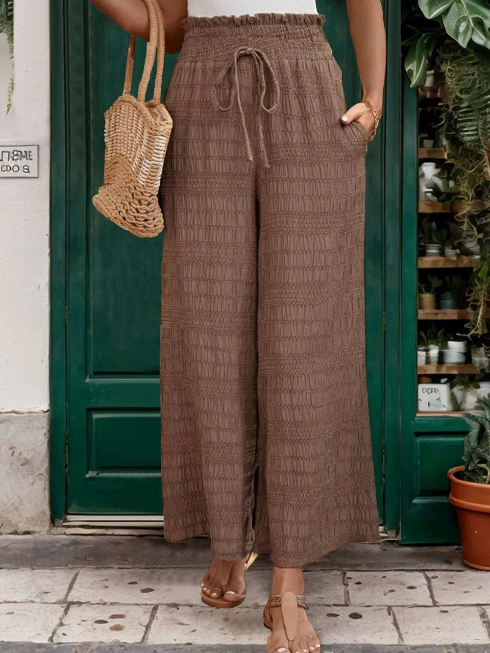 Tied Wide Leg Pants - Trendsi - Flyclothing LLC