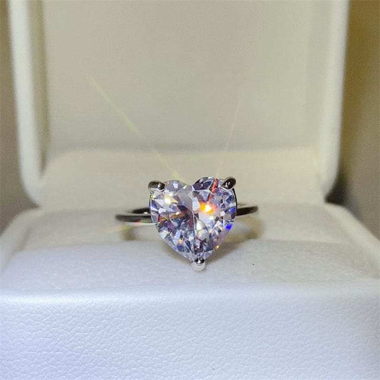 5 Carat 925 Sterling Silver Moissanite Heart Shape Ring - Trendsi - Flyclothing LLC