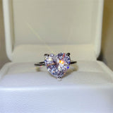 5 Carat 925 Sterling Silver Moissanite Heart Shape Ring - Trendsi