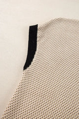 Textured Knit Sweater with Contrast Trim Details - Trendsi - Flyclothing LLC