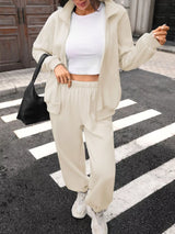 Zip-Up Long Sleeve Top and Pants Set - Trendsi - Flyclothing LLC