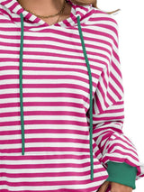 Drawstring Striped Long Sleeve Hoodie - Trendsi - Flyclothing LLC