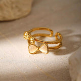 18K Gold-Plated Bow Open Ring - Trendsi - Flyclothing LLC