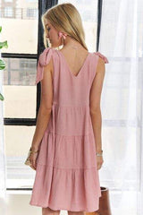 ADORA V-Neck Tie Shoulder Dress - Trendsi - Flyclothing LLC