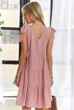 ADORA V-Neck Tie Shoulder Dress - Trendsi
