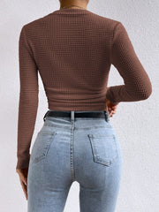 Round Neck Long Sleeve T-Shirt - Trendsi