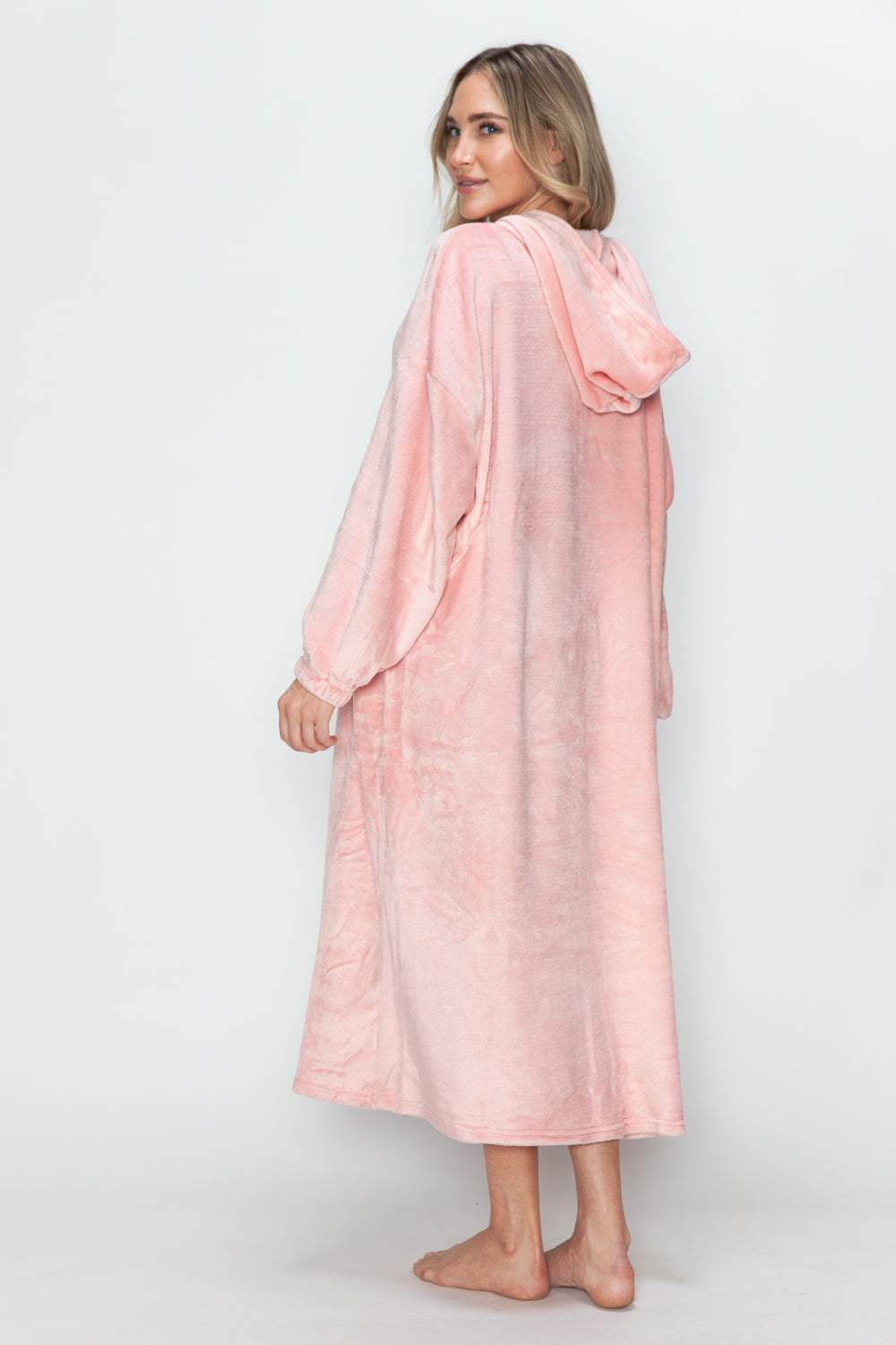 Double Take Full Size Pocketed Hooded Midi Lounge Dress - Trendsi - Flyclothing LLC