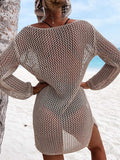 Openwork Tie Neck Cover-Up - Trendsi - Flyclothing LLC