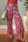 Floral Wide Leg Elastic High Waist Pants - Trendsi