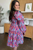 Double Take Full Size Printed Long Sleeve Dress - Trendsi - Flyclothing LLC