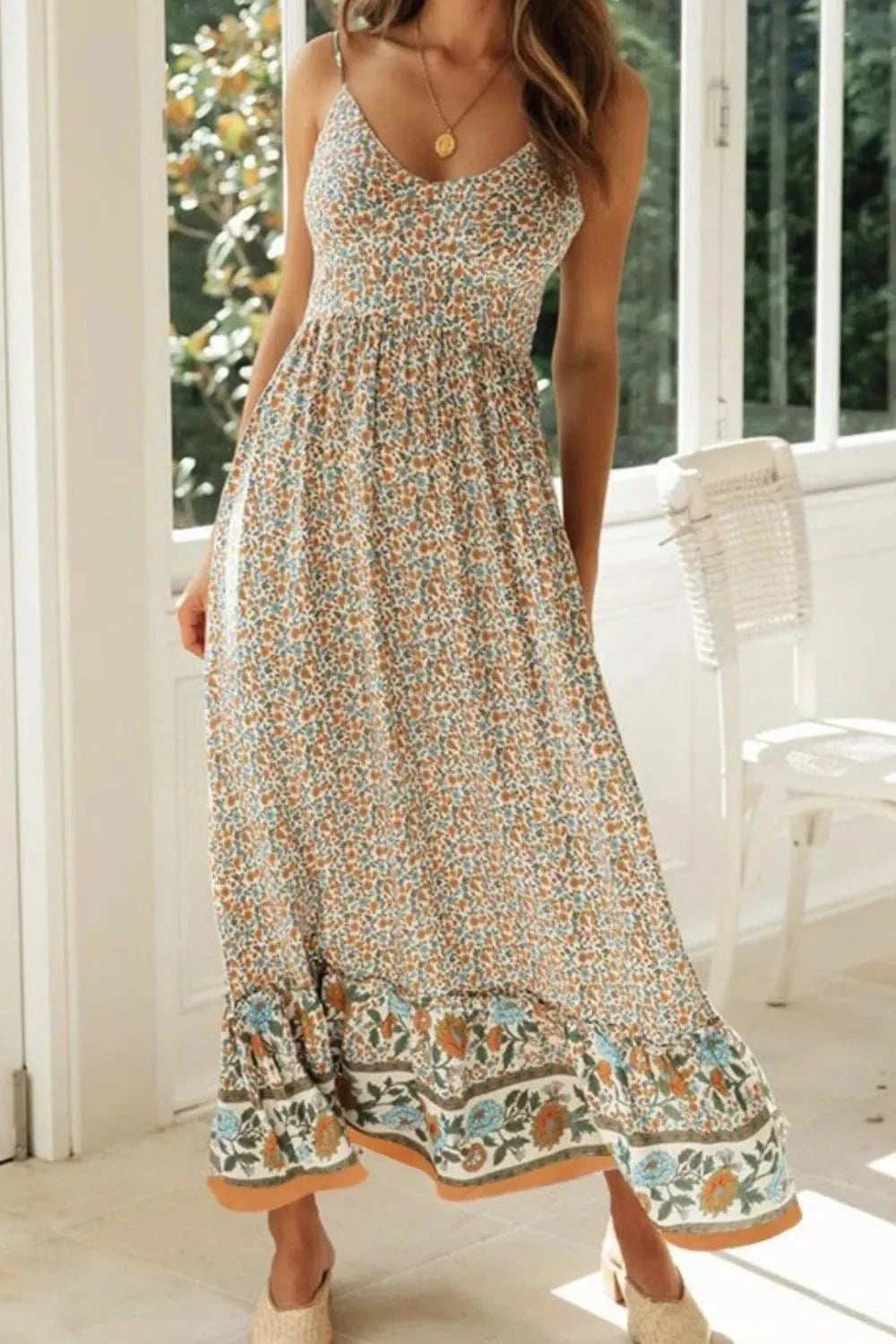Printed Maxi Cami Dress - Trendsi - Flyclothing LLC