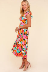 Haptics Floral Midi Dress with Side Pockets - Trendsi