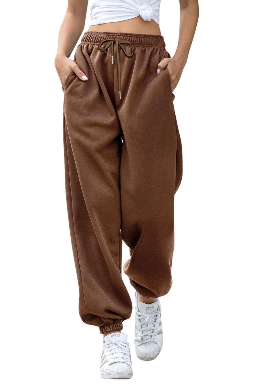 Elastic Waist Joggers with Pockets - Trendsi - Flyclothing LLC
