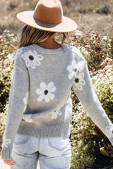 Flower Button Up Long Sleeve Cardigan - Trendsi - Flyclothing LLC