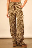 VERY J Animal Print Linen Wide Leg Pants - Trendsi