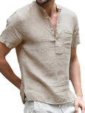 Men's Full Size Half Button Short Sleeve Polo Plus Size - Trendsi