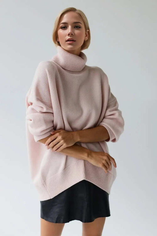Basic Bae Turtleneck Dropped Shoulder Long Sleeve Sweater - Trendsi - Flyclothing LLC