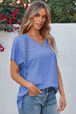 V-Neck Short Sleeve T-Shirt - Trendsi - Flyclothing LLC