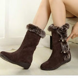 Fur Trim Round Toe Boots - Trendsi - Flyclothing LLC