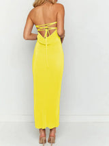 Lace-Up Back Tube Maxi Dress - Trendsi - Flyclothing LLC
