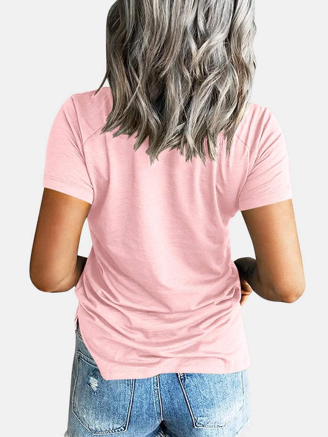 Pocketed V-Neck Short Sleeve T-Shirt - Trendsi - Flyclothing LLC