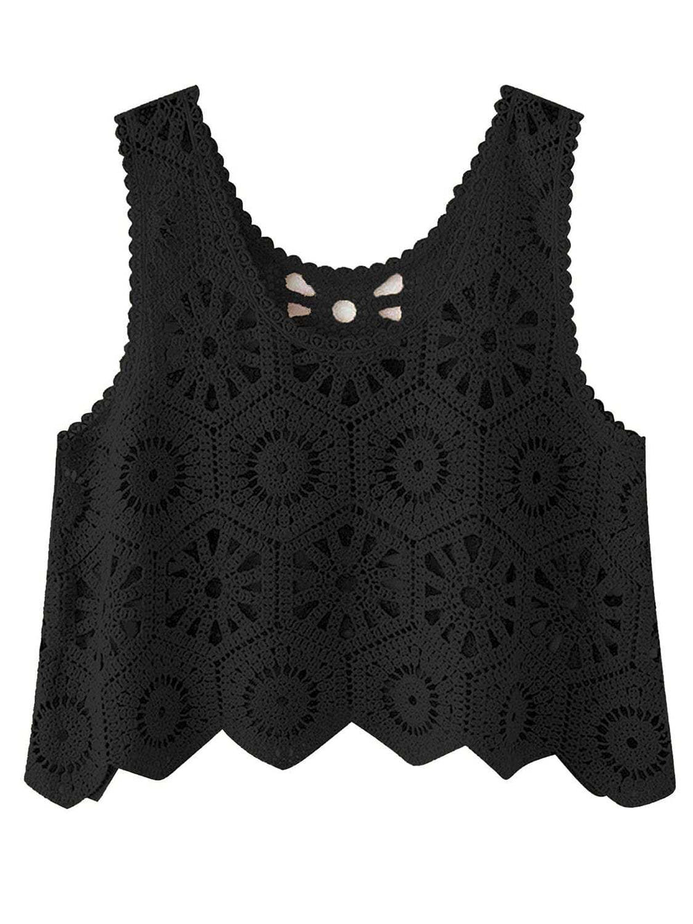 Openwork Round Neck Knit Vest - Trendsi - Flyclothing LLC