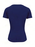 Round Neck Short Sleeve T-Shirt - Trendsi - Flyclothing LLC