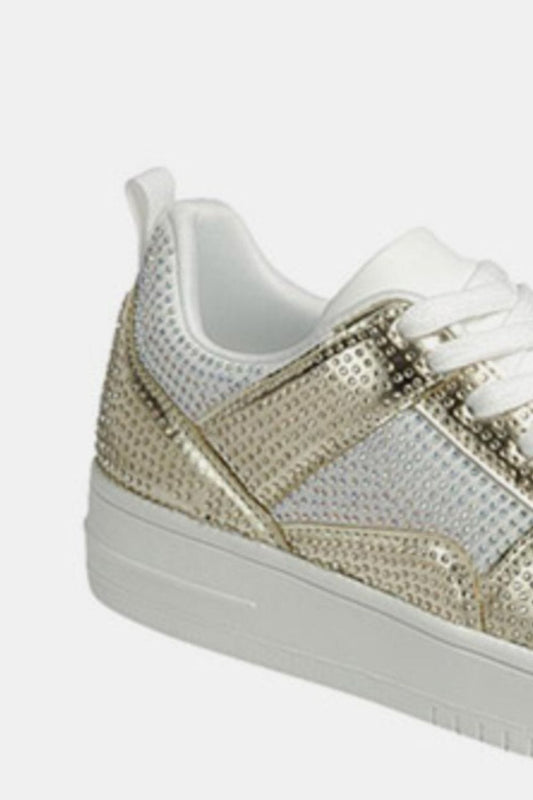 Forever Link Rhinestone Platform Flat Sneakers - Trendsi