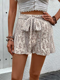 Tied Printed High Waist Shorts - Trendsi - Flyclothing LLC
