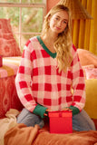 BiBi Christmas Theme Checker Board Sweater - Trendsi - Flyclothing LLC