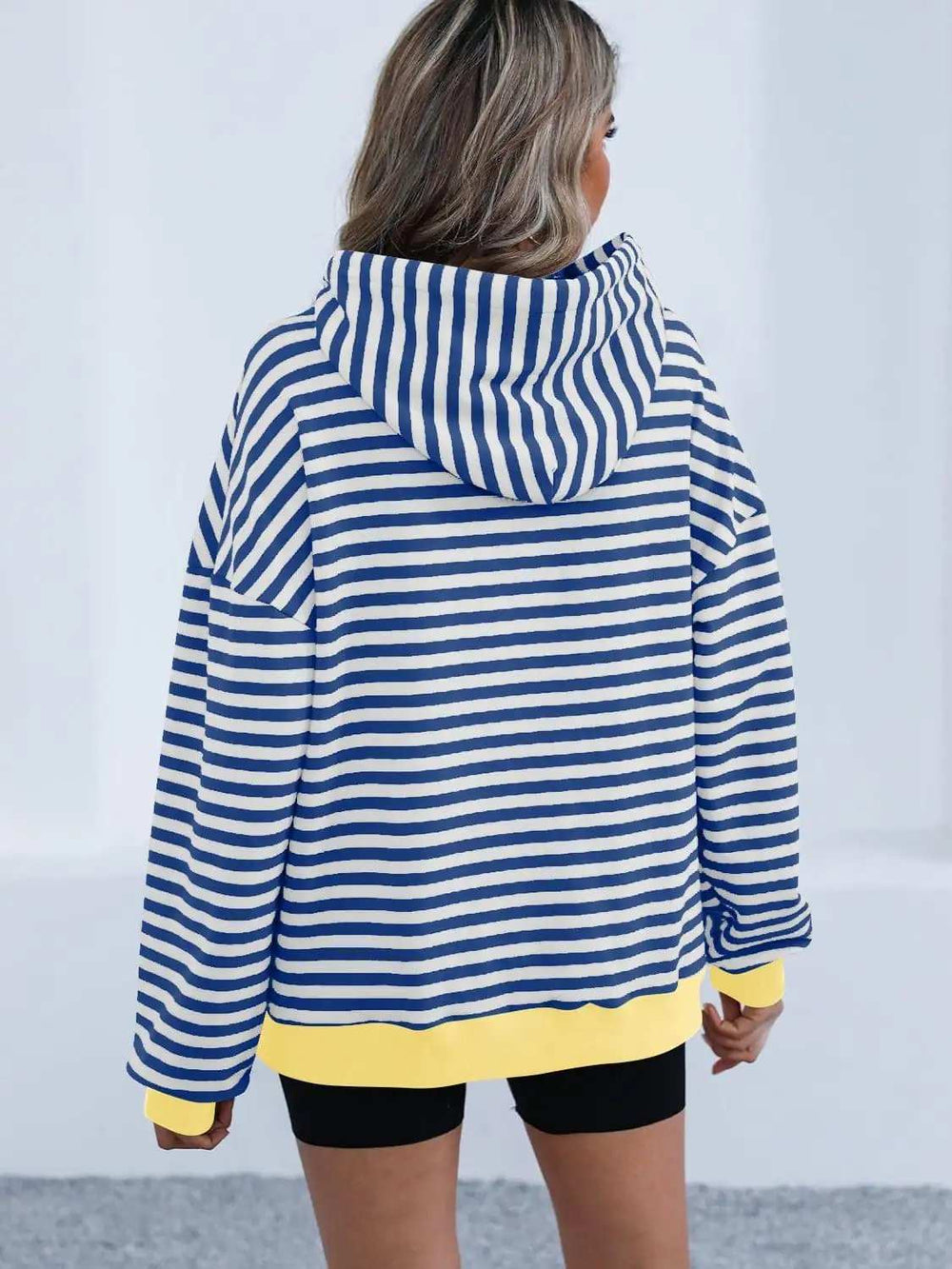 Drawstring Striped Long Sleeve Hoodie - Trendsi - Flyclothing LLC