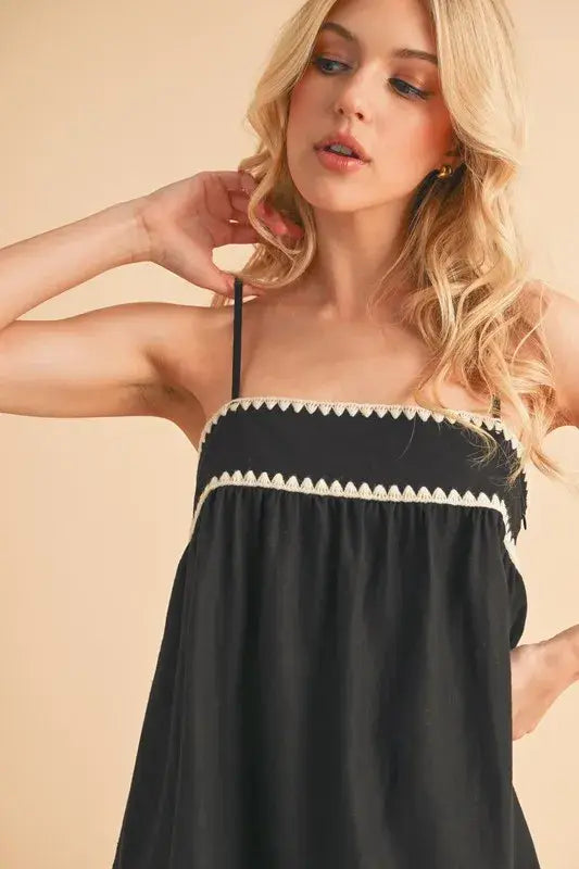 Aemi+Co Bali Rickrack Trim Cami - Trendsi - Flyclothing LLC