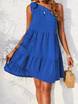 Textured Tied Single Shoulder Mini Dress - Trendsi - Flyclothing LLC