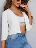 Open Front 3/4 Sleeve Blazer - Trendsi