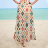 Baha Ranch Cream Aztec Beach Swim Coverup Skirt - Baha Ranch Western Wear - Flyclothing LLC