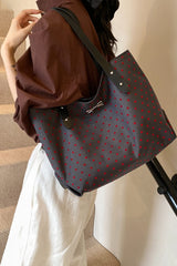 Polyester Bow Polka Dot Tote Bag - Trendsi