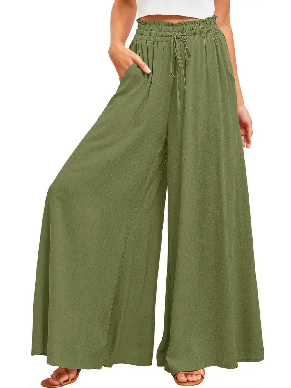 Wide Leg Pants with Pockets - Trendsi - Flyclothing LLC