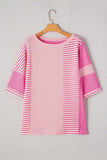 Stripe Color Block Half Sleeve T Shirt - Trendsi - Flyclothing LLC