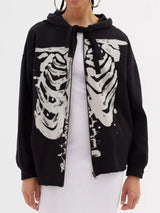 Skeleton Zip Up Drawstring Hoodie - Trendsi - Flyclothing LLC