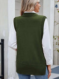 Buttoned Round Neck Sweater Vest - Trendsi - Flyclothing LLC