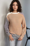 Color Block Round Neck Drop Shoulder Sweater - Trendsi - Flyclothing LLC