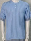 Men's Plus Size Ribbed Quarter Button Round Neck Striped Trim Polo - Trendsi - Flyclothing LLC