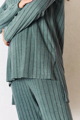 Basic Bae Full Size Ribbed Round Neck High-Low Slit Top and Pants Set - ShopBasicbae - Flyclothing LLC