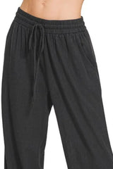 Zenana Linen Drawstring Pants - Trendsi - Flyclothing LLC