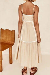 Contrast Trim Square Neck Midi Cami Dress - Trendsi - Flyclothing LLC