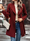 Collared Neck Button Up Long Sleeve Coat - Trendsi - Flyclothing LLC