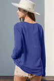 Double Take Full Size Notched Thumbhole Long Sleeve T-Shirt - Trendsi - Flyclothing LLC