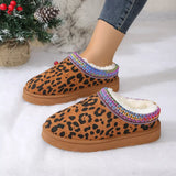 Leopard Print Plush Lined Warm Slip-Ons - Trendsi - Flyclothing LLC