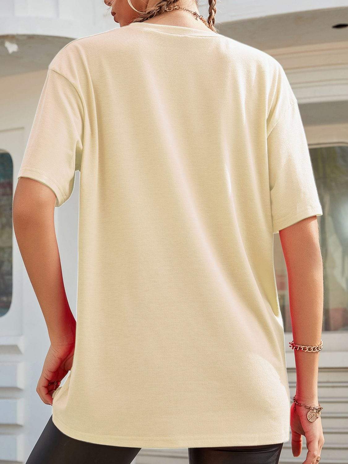 Graphic Round Neck Half Sleeve T-Shirt - Trendsi - Flyclothing LLC