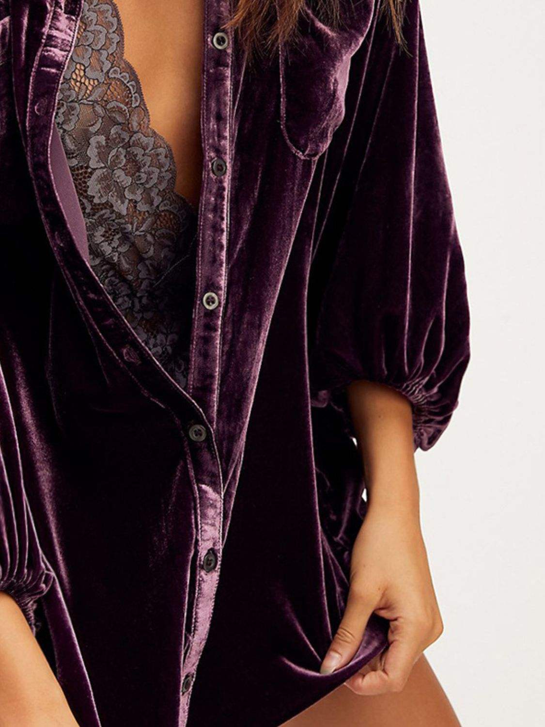 Collared Neck Button Down Long Sleeve Shirt - Trendsi - Flyclothing LLC
